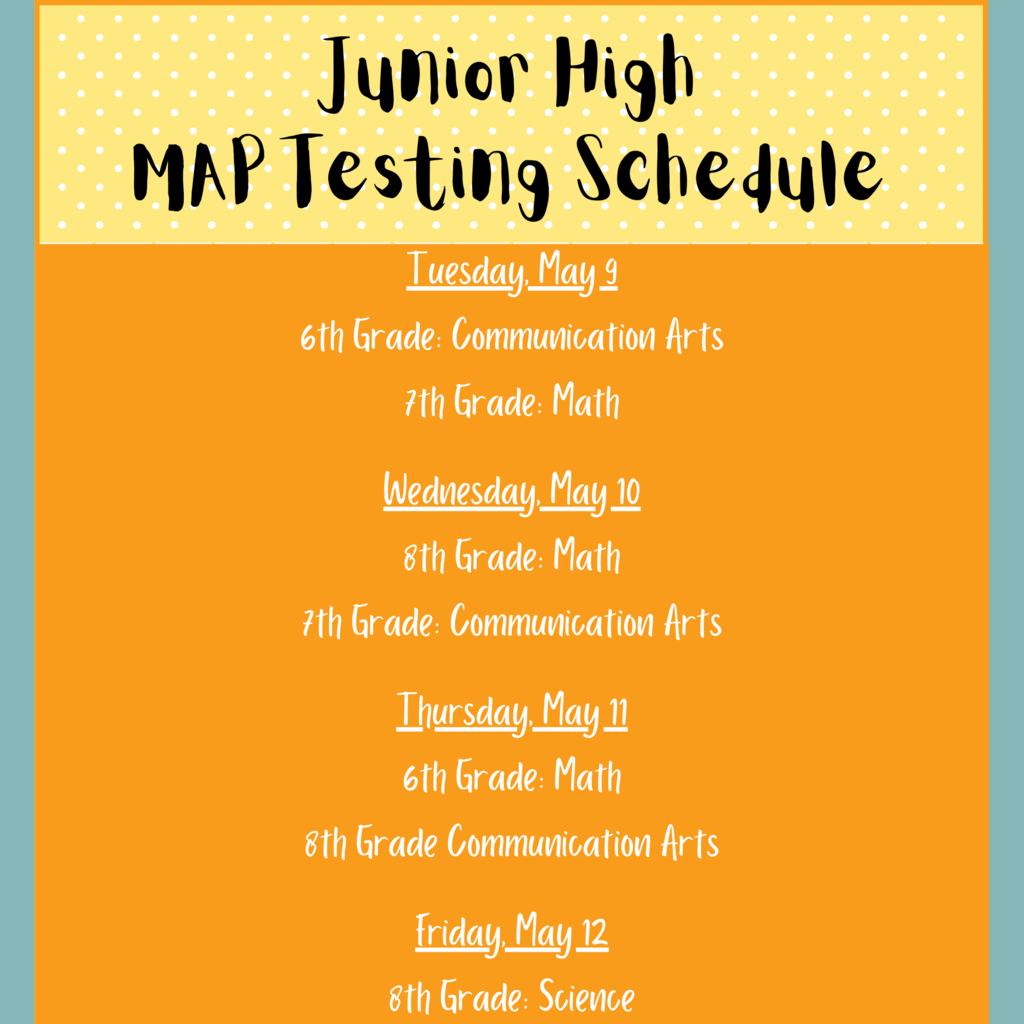 MAP/EOC Testing is right around the corner. Please review the information posted here and if you have a PLANNED ABSENCE during any of these dates, please email Mrs. Woody at ewoody@wgtigers.com by Tuesday, May 2 so she can schedule your student's make-up test day.